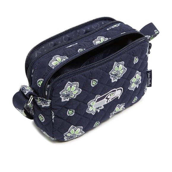 Vera Bradley Seattle Seahawks Small Cotton Crossbody Bag (Navy/Neon Green) NWT - Picture 2 of 7